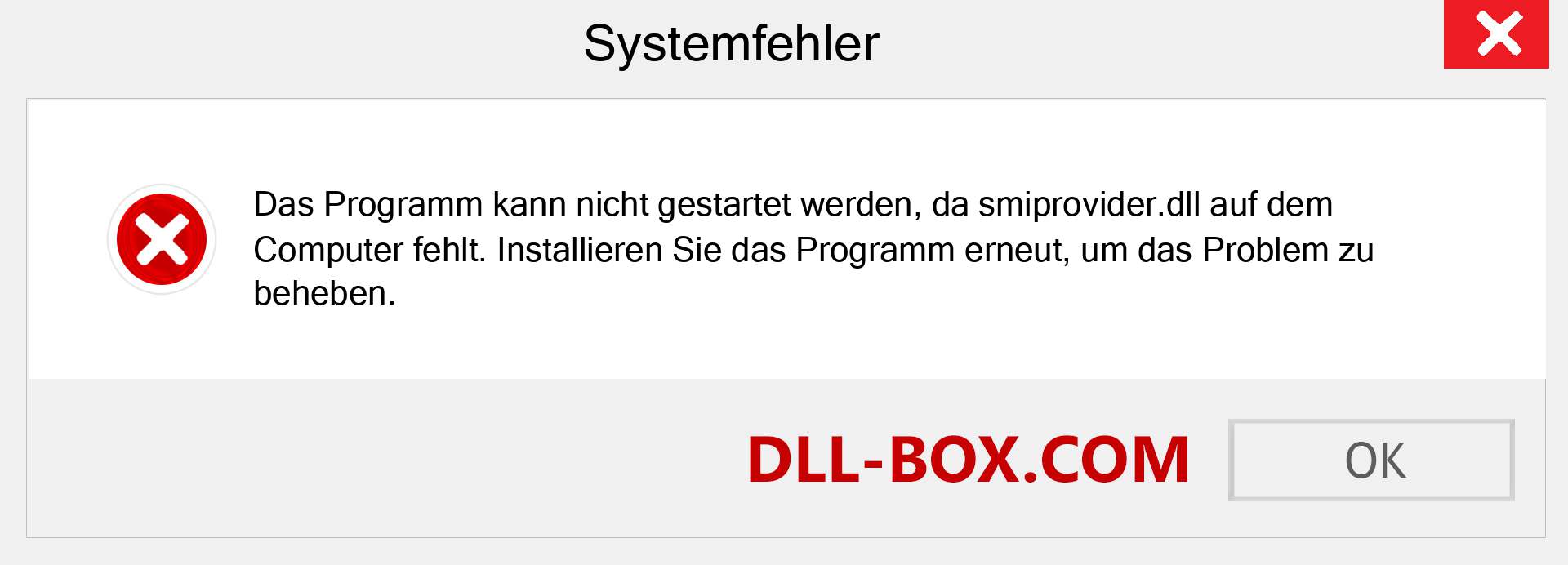 smiprovider.dll-Datei fehlt?. Download für Windows 7, 8, 10 - Fix smiprovider dll Missing Error unter Windows, Fotos, Bildern