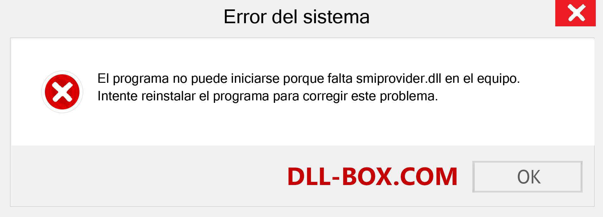 ¿Falta el archivo smiprovider.dll ?. Descargar para Windows 7, 8, 10 - Corregir smiprovider dll Missing Error en Windows, fotos, imágenes