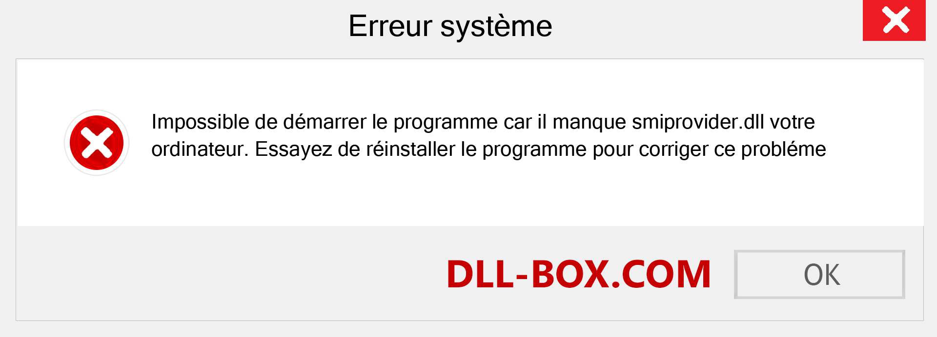 Le fichier smiprovider.dll est manquant ?. Télécharger pour Windows 7, 8, 10 - Correction de l'erreur manquante smiprovider dll sur Windows, photos, images