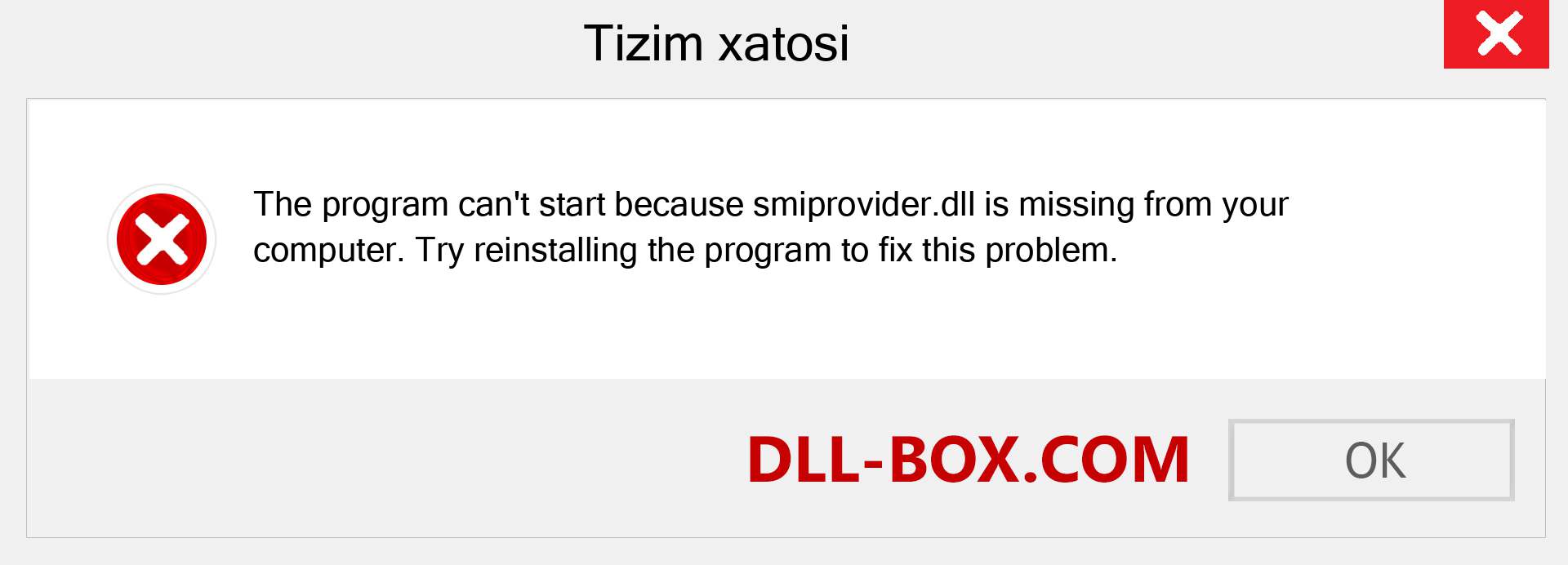 smiprovider.dll fayli yo'qolganmi?. Windows 7, 8, 10 uchun yuklab olish - Windowsda smiprovider dll etishmayotgan xatoni tuzating, rasmlar, rasmlar